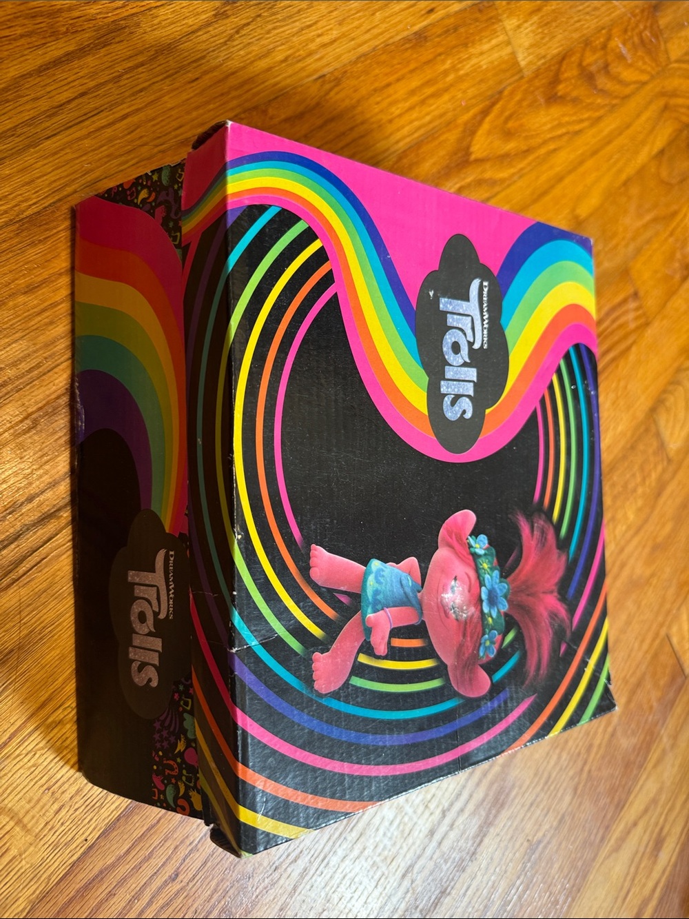 Trolls Pink Boxed Toy with Rainbow Swirl Artwork